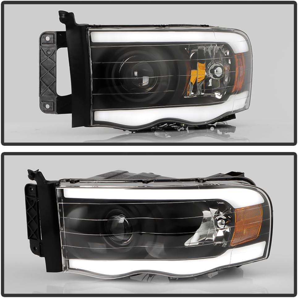 KEEKPO - For 2002-2005 Dodge Ram 1500 2500 3500 Upgrade LED Tube Projector Headlights Headlamps Replacement Left+Right