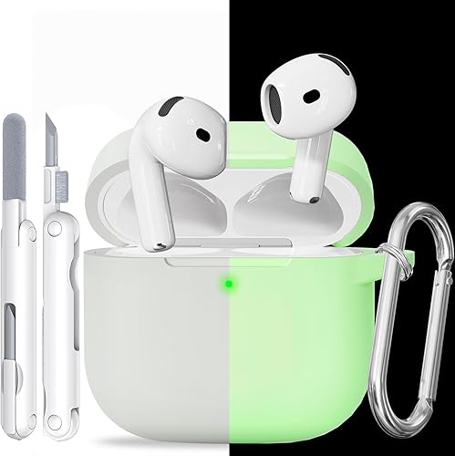 Miniatura 28 de Funda para AirPods 4, color rosa con kit de limpieza, funda de silicona suave para Airpod 4, compatible con Apple Airpods de 4ª generación 2024,