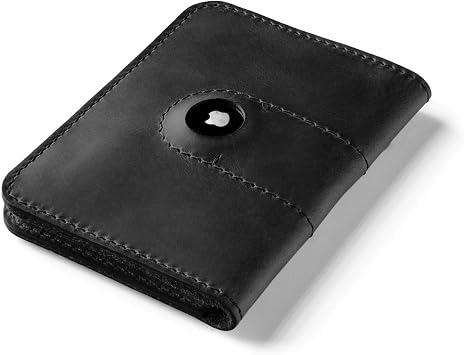 Crazy Horse Craft Passport Holder for AirTag, Leather Travel Wallet