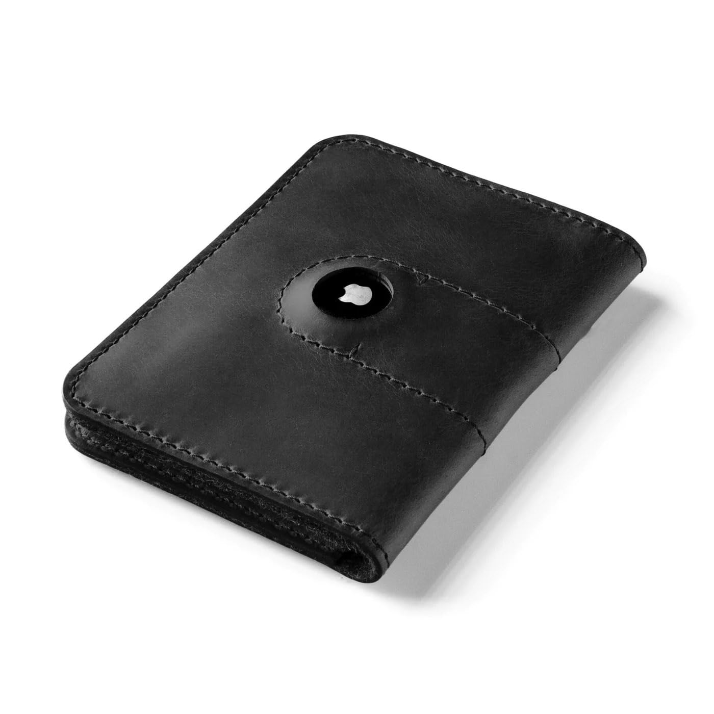 Crazy Horse Craft, AirTag Portafoglio per passaporto – pelle italiana, feltro di lana porta carte da viaggio Air Tag, custodia per passaporto ID passaporto, Nero carbonio, 10.5 x 14 x 1 cm (4.13 x