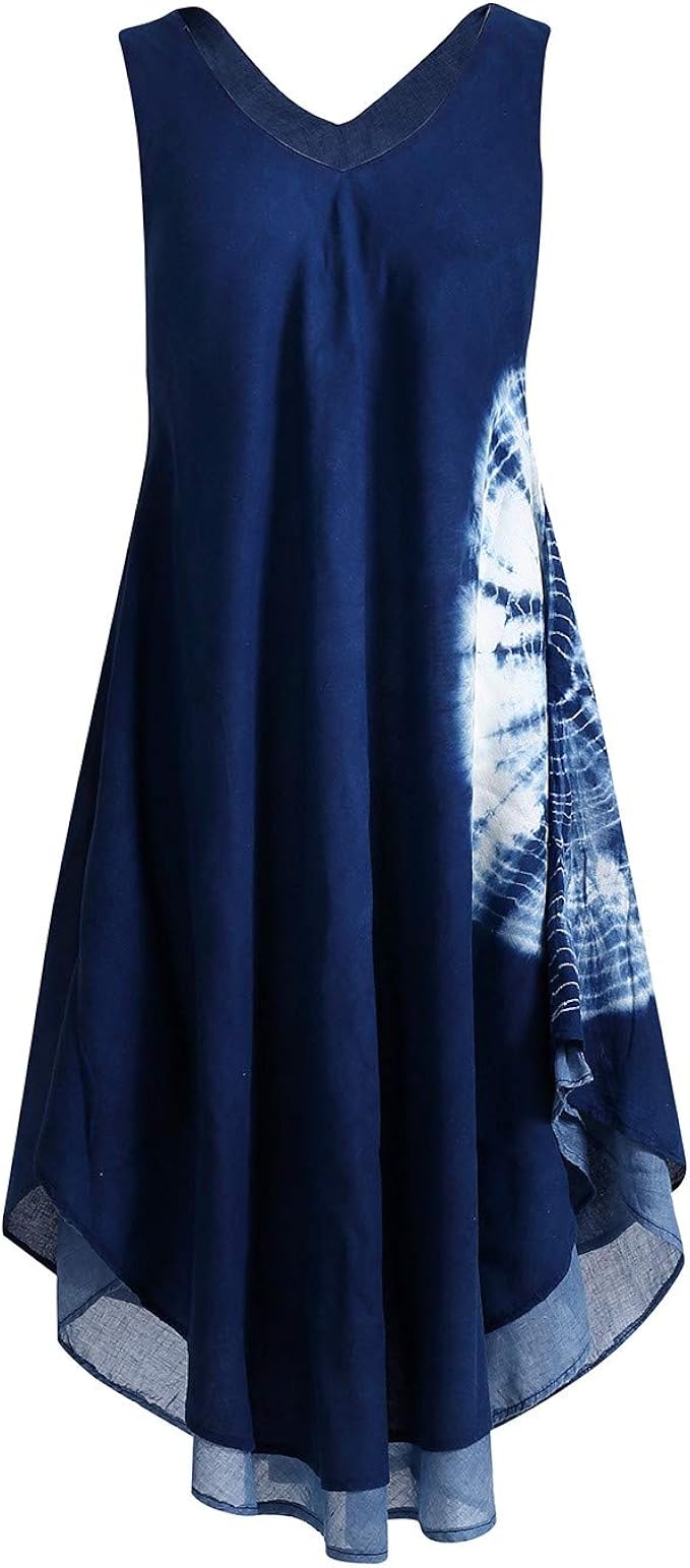 Amazon Co Jp 藍染工房 ワンピース レディース 藍染 インディゴ ノースリーブ フリーサイズ ハンドメイド 夏 服 ファッション小物