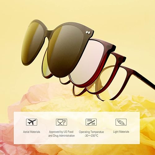 Vista 3 de Bauhaus Magnetic Clip on Sunglasses for Men & Women Polarized UV Protection Retro Square Eyeglasses Fit Over Night Driving