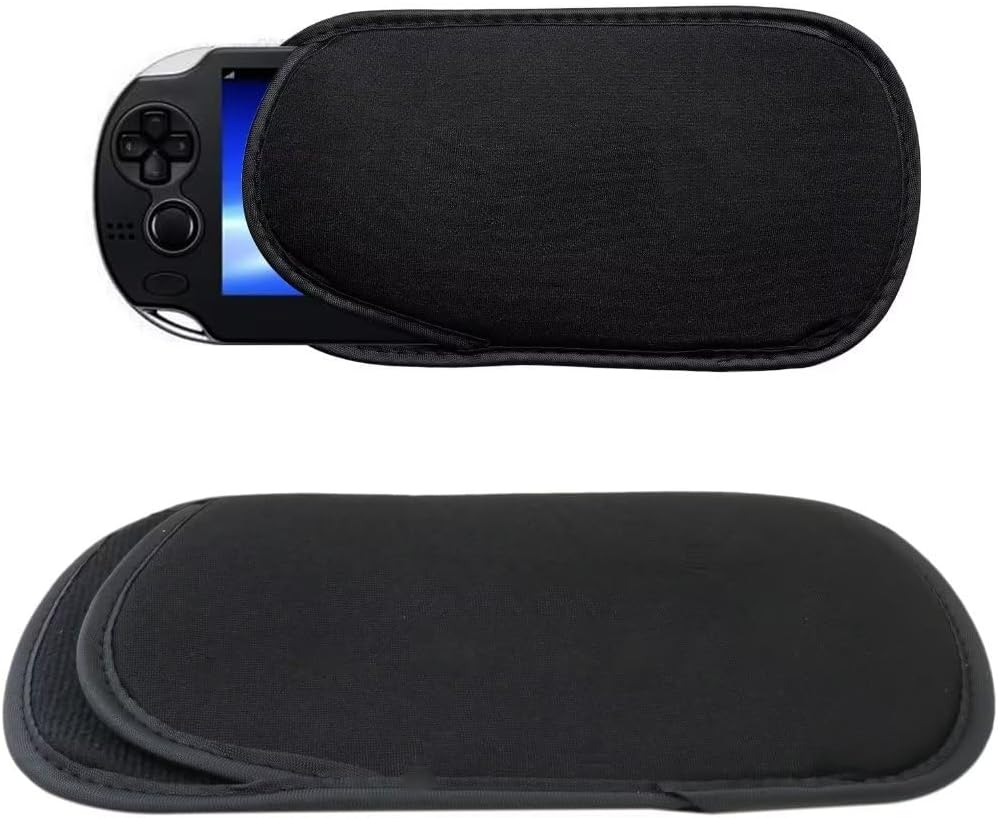 Soft Slip in Sleeve Pouch Case with Hand Strap Compatible for Sony PSP 1000, 2000, 3000 - Black