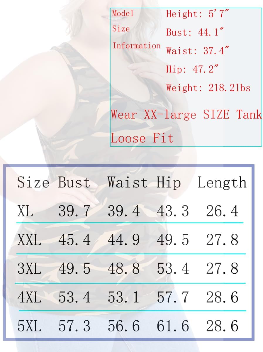 Womens Plus Size Tops Cute Sleeveless Shirts Racerback Basic Tank Tops - Image 3