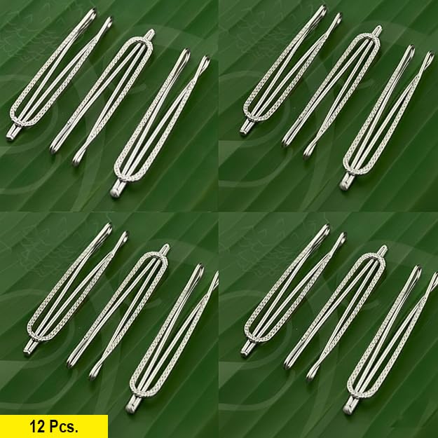 Image of Glaze Silver U Saree & Dupatta Pins for Women - Strong Holding Clips for Pallu, Waist Pleats & Heavy Sarees - Pack of 12
