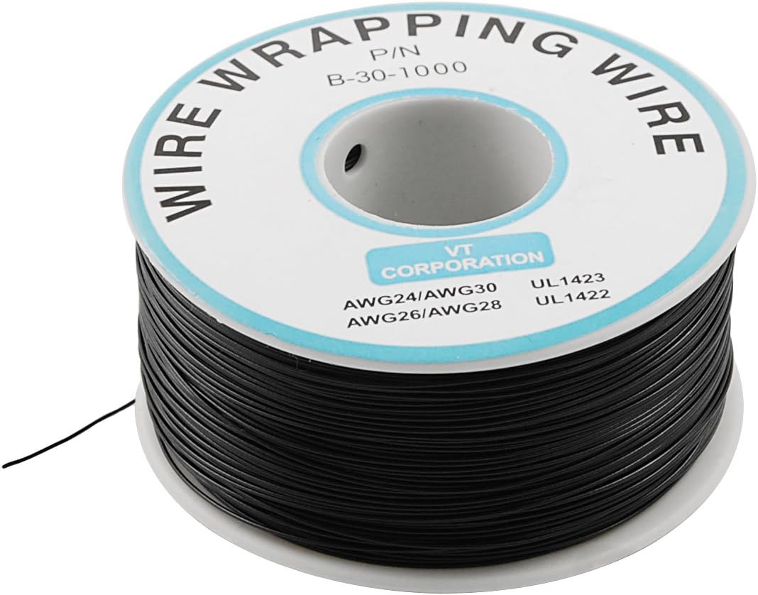 P/N B-30-1000 30AWG Tin Plated Copper Wire Wrepping Cable Reel Black 305M