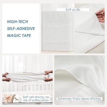 PROMEED 2 Pack 100% Mulberry Silk Crib Sleeve for Baby Hair Loss Prevention, Premium 23 Momme Natural Silk Bassinet Slip for Bassinets/Cradles/Cots/Cribs (White)