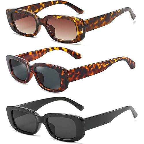 Dollger Rectangle Sunglasses for Women Men Trendy Retro Fashion Sunglasses UV 400 Protection Square Fram
