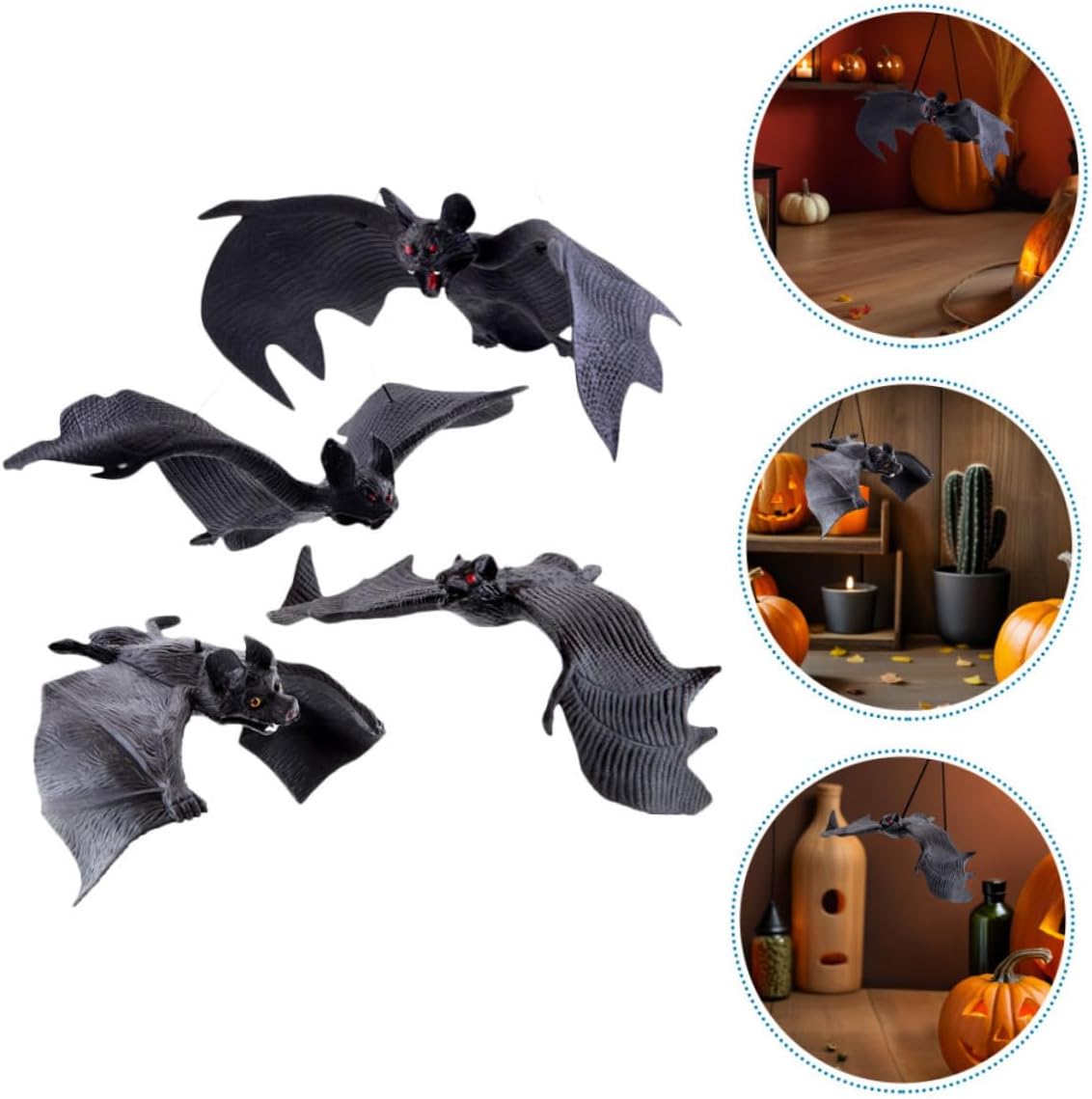 Generic 8pcs Realistic Hanging Bat Halloween Decor Set, Thick Regular Size Bat Pendants for Indoor Outdoor Party Scene Layout, Spooky Yard and Door Frame Decorations
