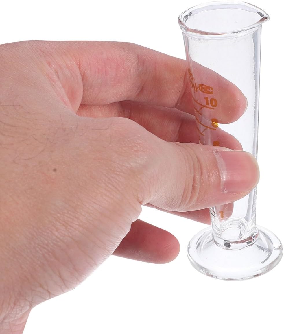 ULTECHNOVO Lab Graduated Measuring Cup, Glass Conical Beaker with Spout Wide Mouth 10ml Glass Measuring Beaker Cups Mini Scale Graduated Cylinder for Lab Kitchen