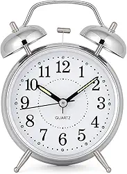 Relógio De Mesa Vintage Antigo Clássico Com Luz Led Noturna Em Metal Analógico Para Decoração Quarto - Despertador Elegante e Funcional