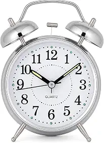 Relógio De Mesa Vintage Antigo Clássico Com Luz Led Noturna Em Metal Analógico Para Decoração Quarto - Despertador Elegante e Funcional