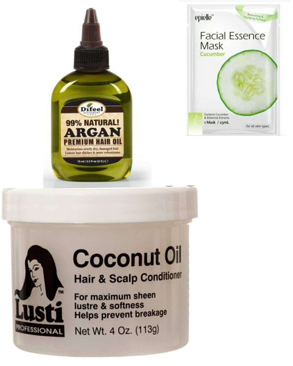 Buy Difeel 99 Natural Argan Hair Oil 2.53 Fl.oz & Lusti Coconut Oil