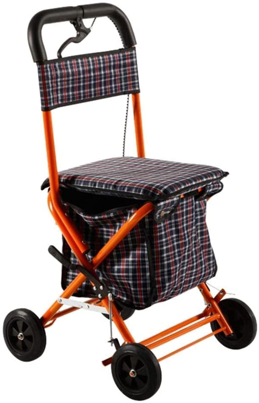Rollator Walker Carrello portatile pieghevole per uso domestico Ausilio per la deambulazione per disabili con freni a mano con borsa della spesa Leggero e compatto
