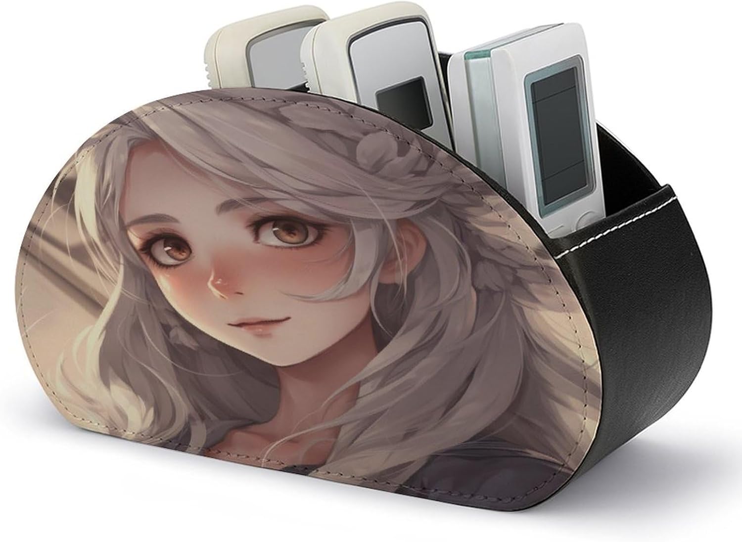 Hair Anime Women Remote Control Holder Leather Organizer Box