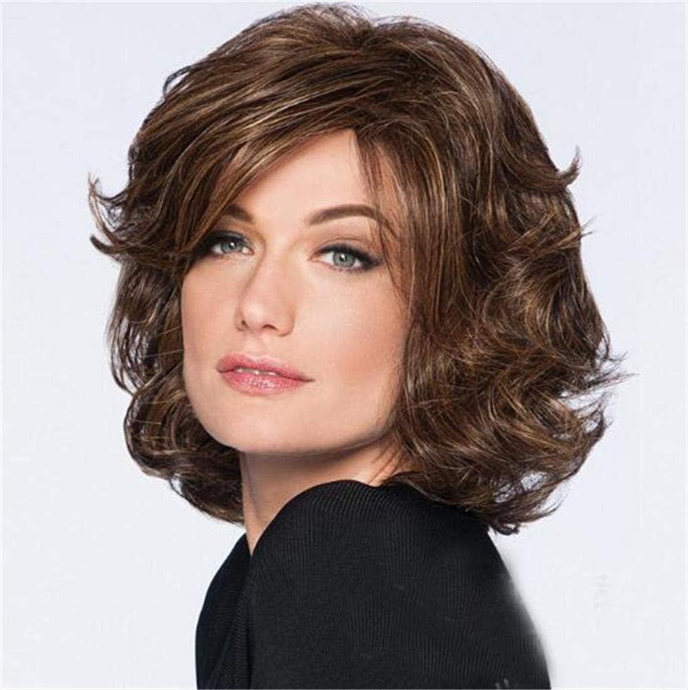 Fashion Wig Lady Fluffy Short Hair Brown Wig Fluffy Realistic Short Curly Hair Synthetic Wig Prom Dress Up Ayhvia