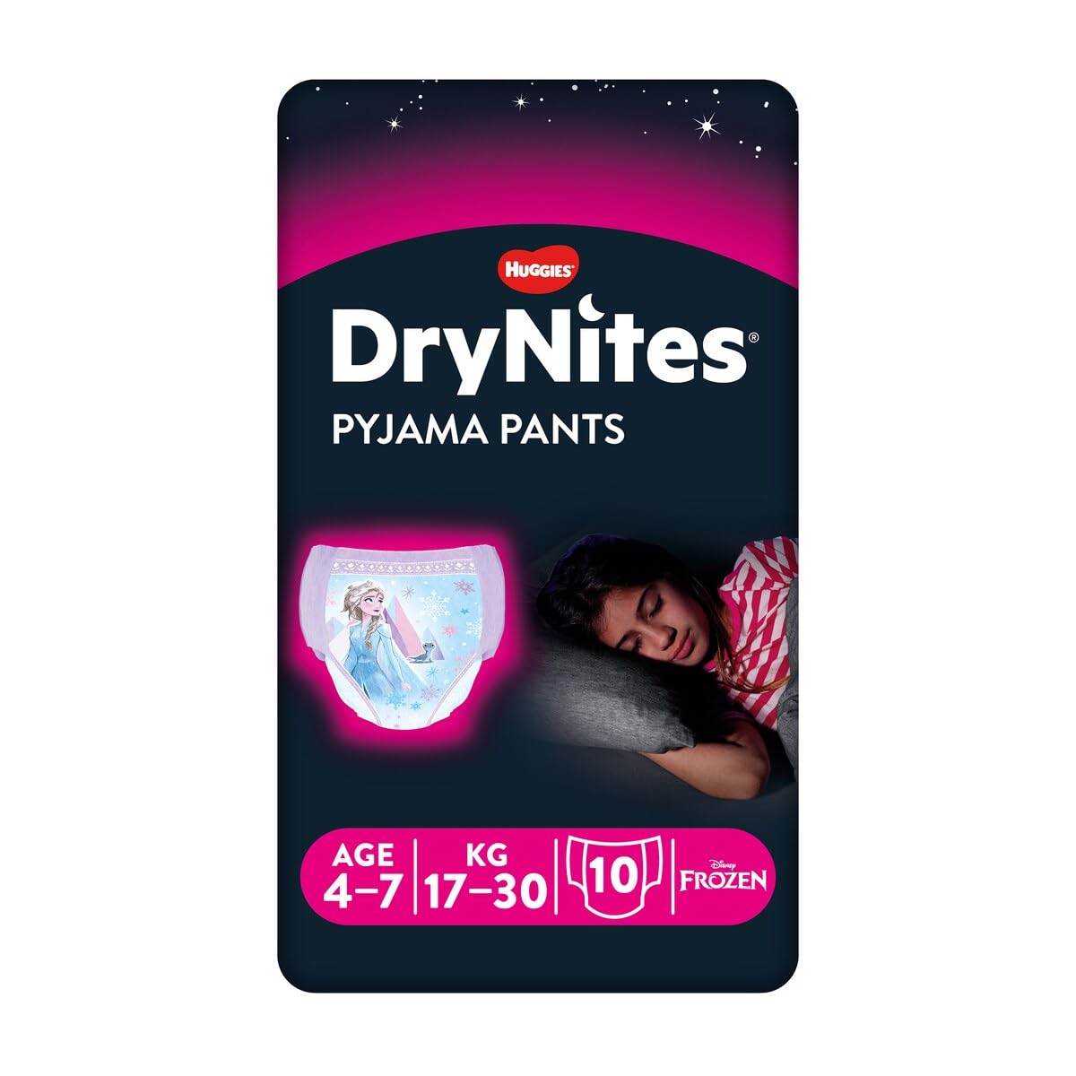 Huggies Drynites Baby Girl's Sleep Absorbent Panties, Size M (17-30 kg), Pack of 10
