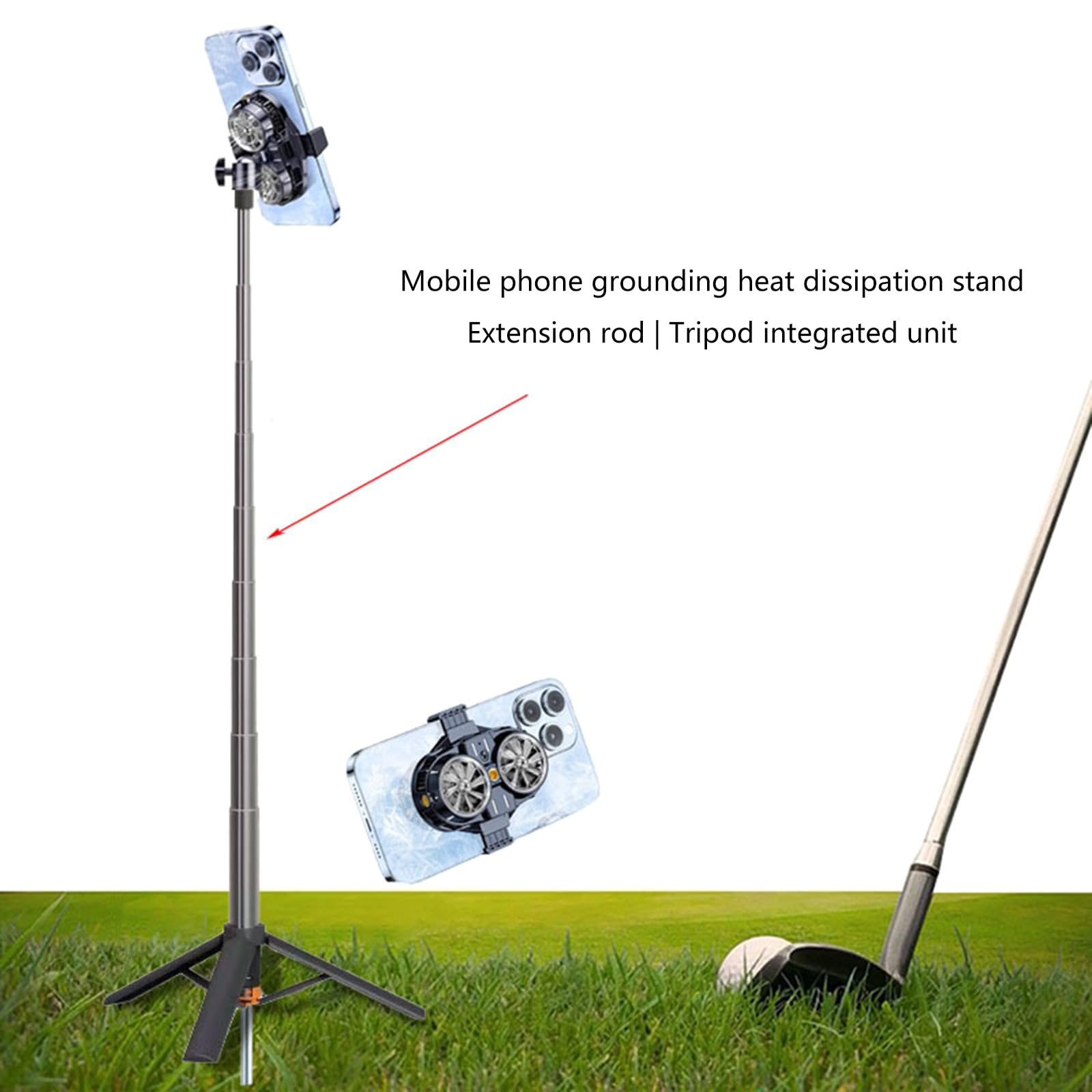 Treppiede per telefono con picchetti per lo streaming live | Supporto portatile per smartphone montato a per la fotografia pesca, design con base a punta per prateria