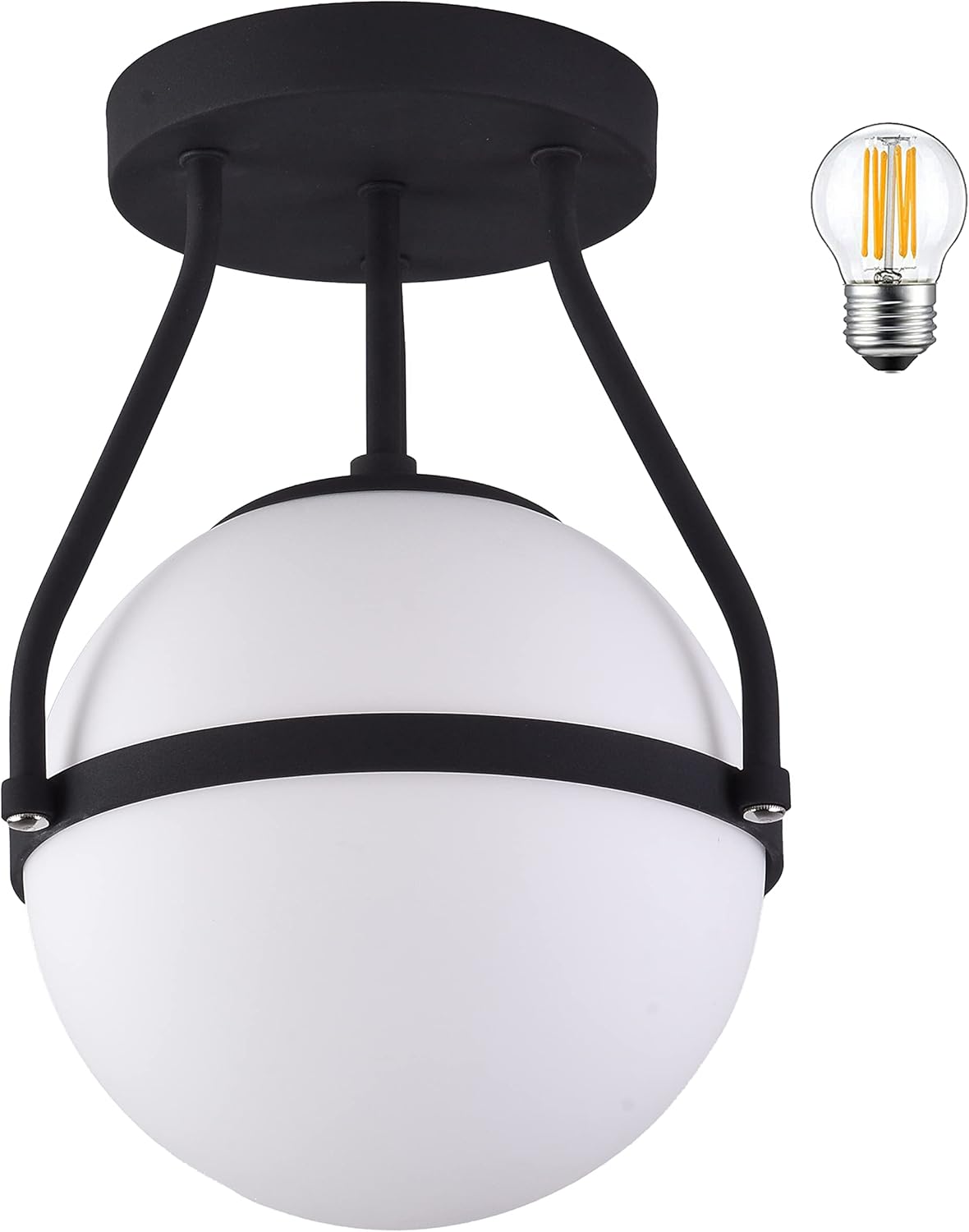 Bagood Globe Semi Flush Mount Ceiling Light Mid Century Modern Globe