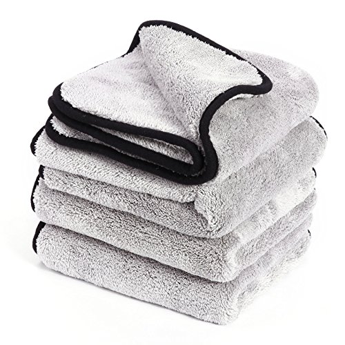 Preisvergleich Produktbild Surepromise 4 Stueck Mikrofasertuecher Mikrofaser-Reinigungstuecher 600GSM 40x40cm Trockentuecher Poliertuecher zur professionellen Autopflege fuer Auto Motorrad Werkstatt oder Haushalt (Grau, 4 Stueck) Ersatz