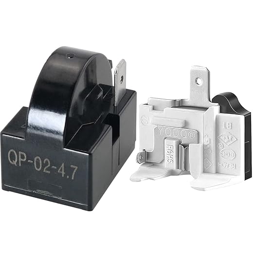 Refrigerator Starter Relay and Overload Protector Kit - QP2-4R7 4.7 Ohm 1 Pin PTC Relays and 6750C-0005P Protectors