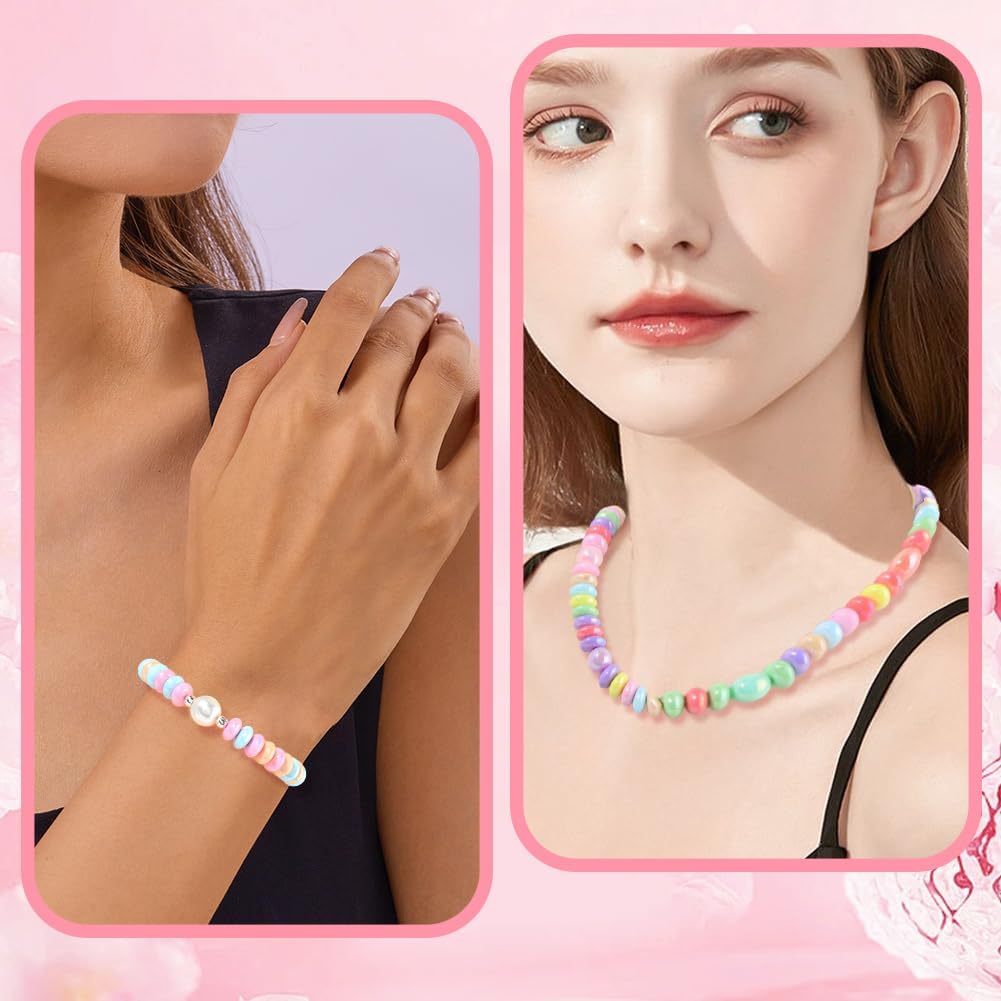 1 Box 500PCS Flat Round Acrylic Beads with Holes Abacus Iridescent UV Plating Opaque Plastic Candy Color Sparkly Loose Spacer Bead for Jewelry Making Bracelets Necklace DIY Crafts Supply - Image 6