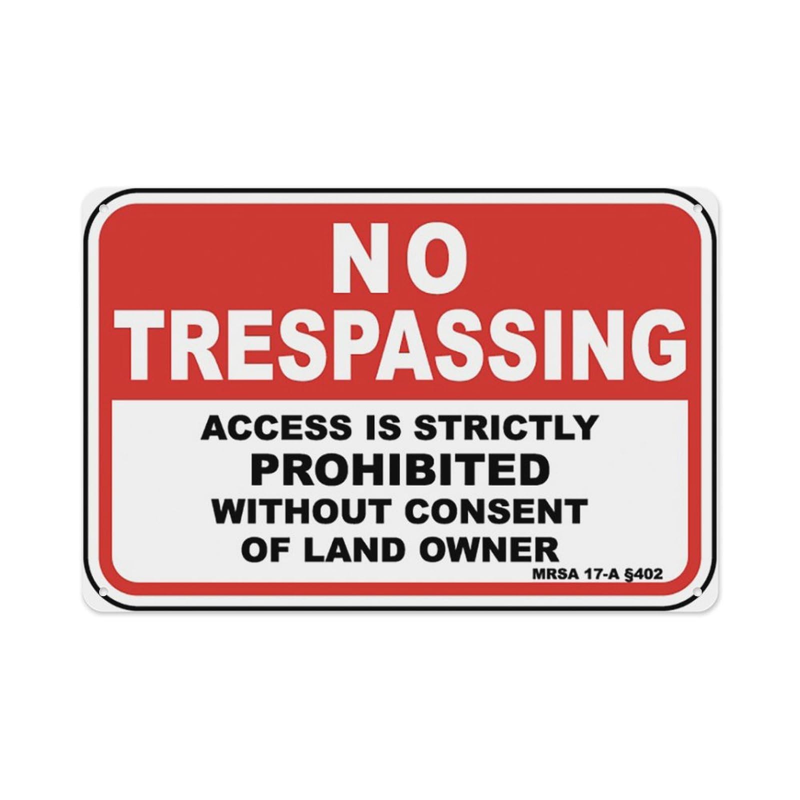 peiyeety Maine No Trespassing Sign Aluminum Tin Warning Signs For Home Outdoor Garden 8X12 Inches