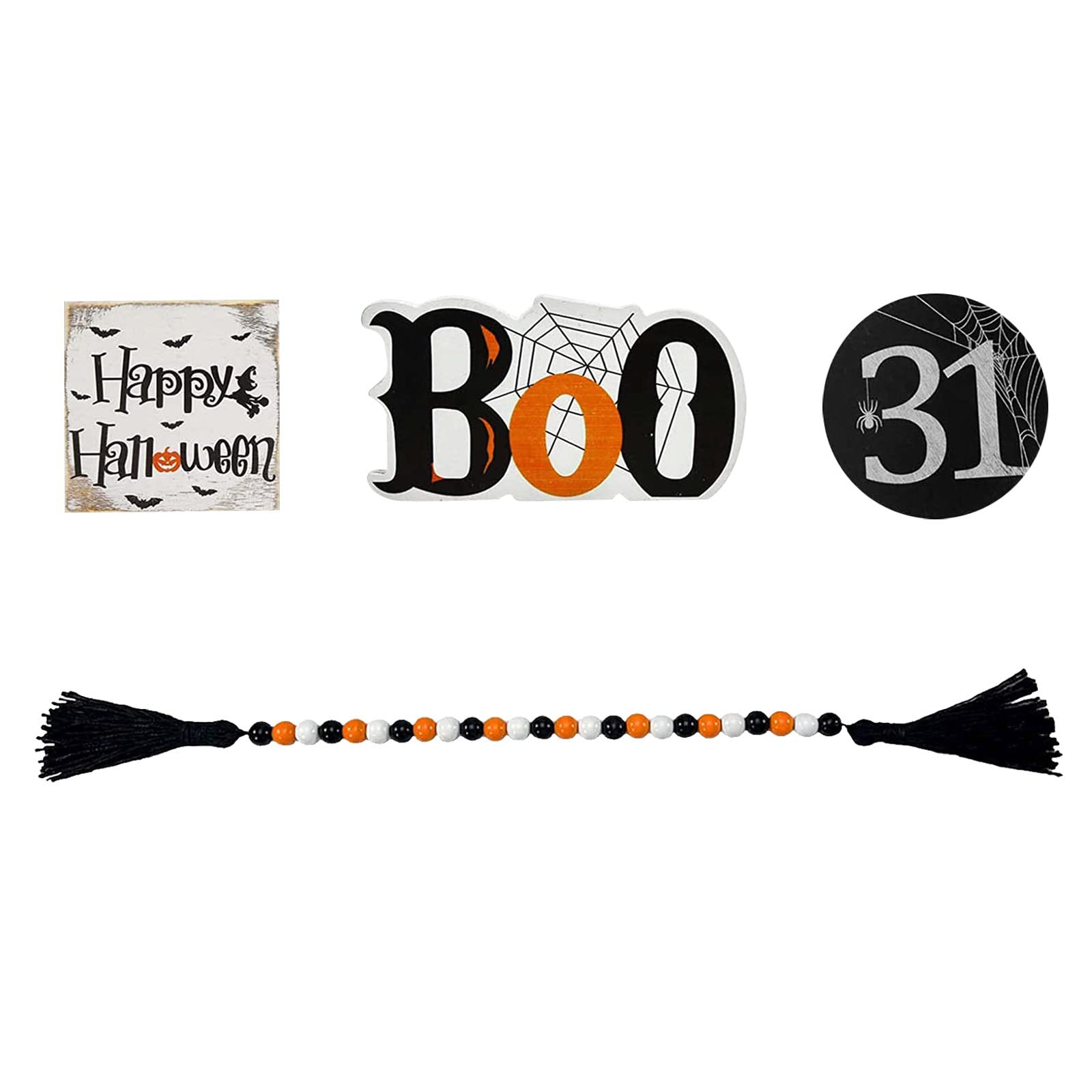 carotoe Halloween Tiered Tray Decor Set for Creative Wood Decorative Ornament for Autumn Farmhouse Decoration Accessory Halloween Tiered Tray Decorations