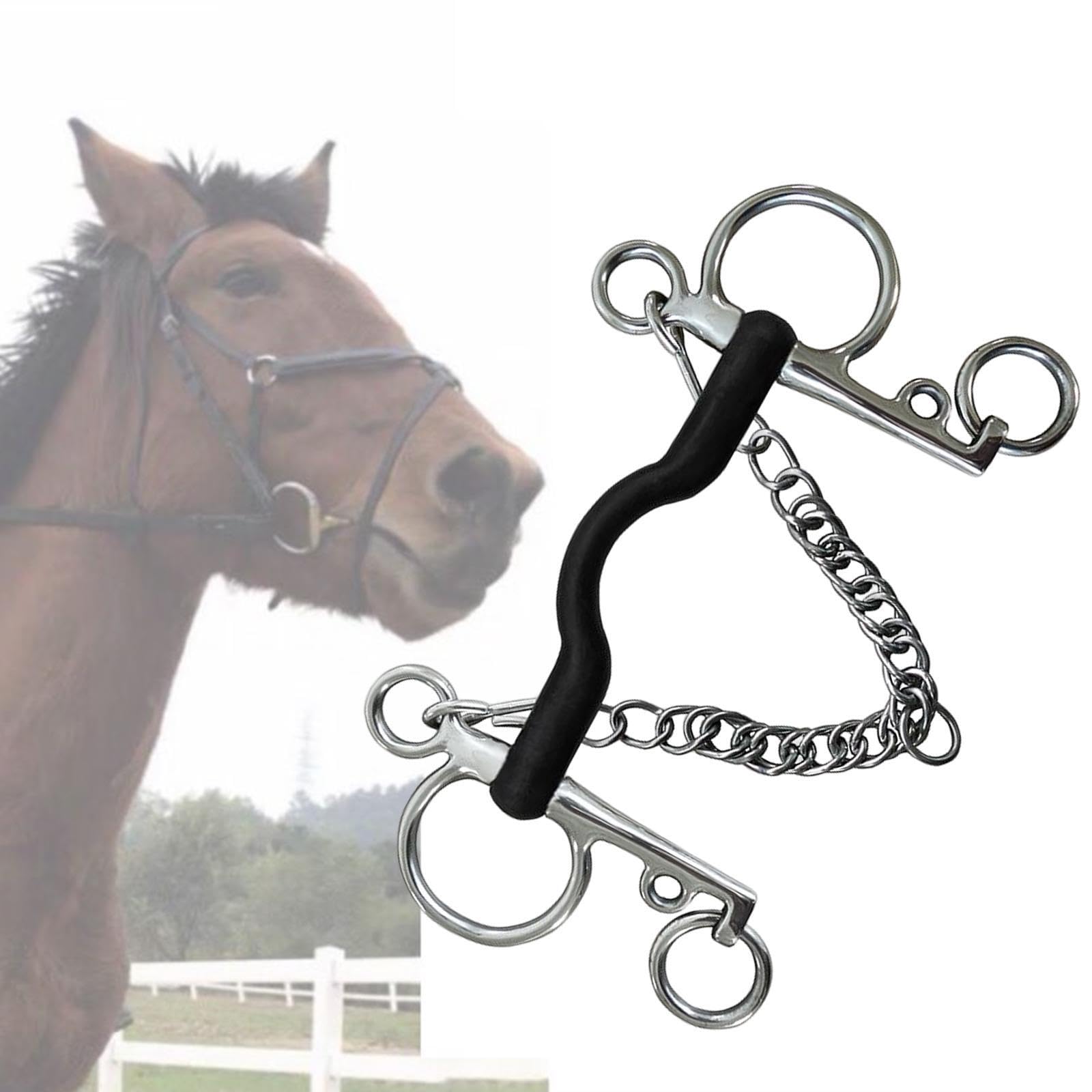 per cavallo leggero in acciaio inossidabile, filetto con bocca in rame e guance uncinate antiruggine per un controllo ottimale durante l'equitazione, rullo da masticare,