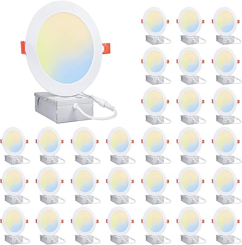 Miniatura 10 de Luz LED empotrada de 4 pulgadas (paquete de 40) - 2700 K3000 K3500 K4000 K5000 K con caja de conexiones, luz descendente delgada y regulable -