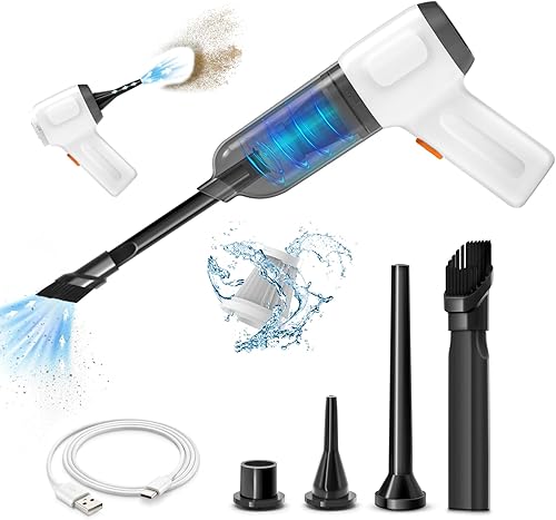 Miniatura 1 de NICE BUDDY Aspiradora inalámbrica, mini plumero de aire, aspiradora de mano portátil, uso en seco 3 en 1 para teclado de automóvil, eliminador de