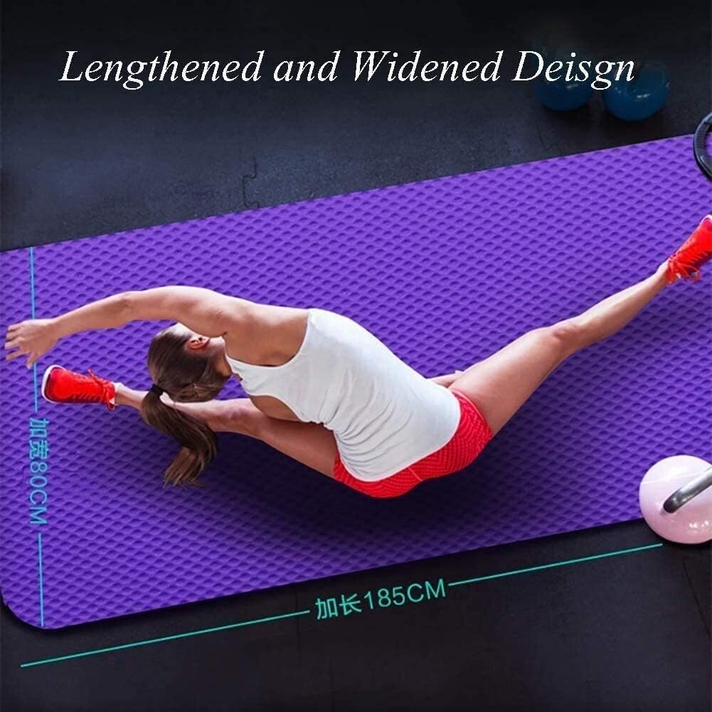 Mata do jogi Pilates Mata do ćwiczeń z paskami Przysiady Push-upy Rozciąganie pompek Sprzęt do domowej siłowni Mężczyźni Kobiety Dzieci Maty treningowe(Nero,183x61x0.5cm)