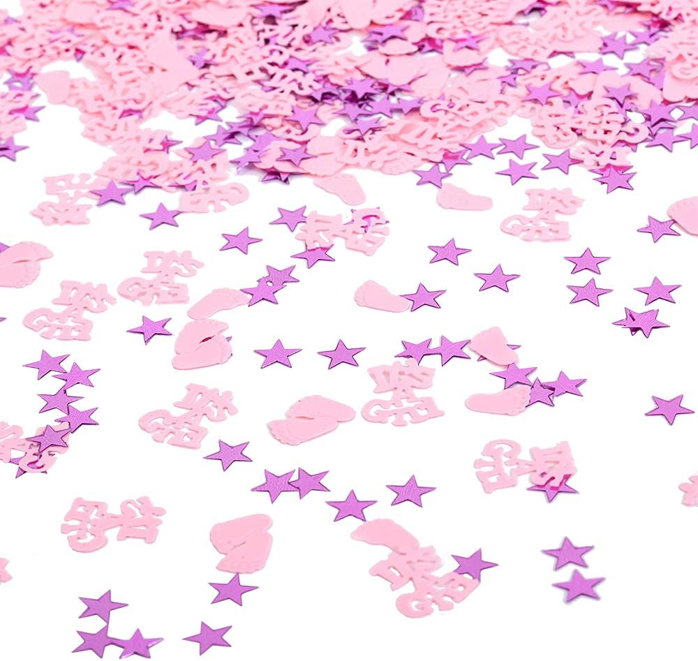 Gender Reveal Party Cofnetti It's a Girl Table Sequins Blue Baby Footprint Star Table Confetti for Baby Shower Gender Reveal Party Decorations by Topfunyy