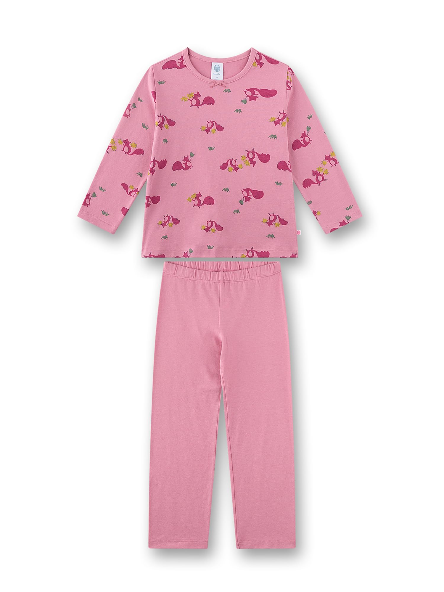 Sanetta Pigiama Lungo da Bambina, Motivo Scoiattolo, Colore Rosa, Comodo Pigiama per Bambini