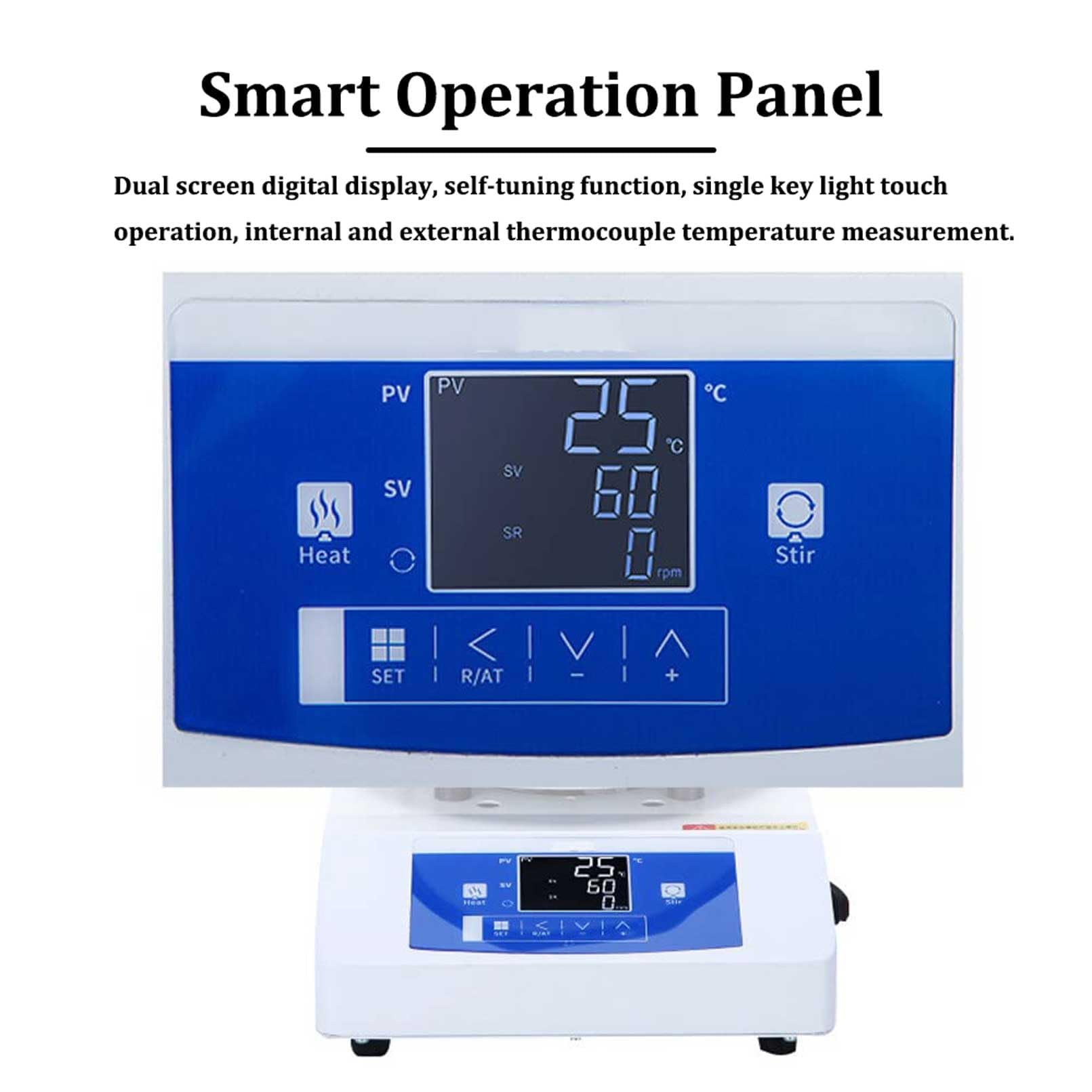 Baño de calefacción con agitación magnética digital, pantalla inteligente, sensor interno y externo, medición de temperatura, altura ajustable para experimentos químicos