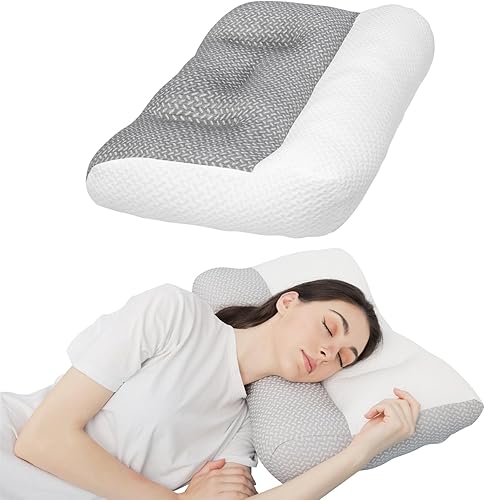 Almohada ergonómica, almohada súper ergonómica 2023, almohada de apoyo para el cuello, almohada de cama para dormir de lado, para aliviar el dolor