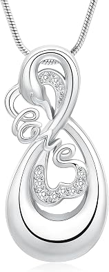 Cremation Jewelry Urn Necklace for Ashes Swan Cubic Zirconia Infinity Pendant Keepsake Necklaces Memorial Cremation Jewelry Gift for Woman