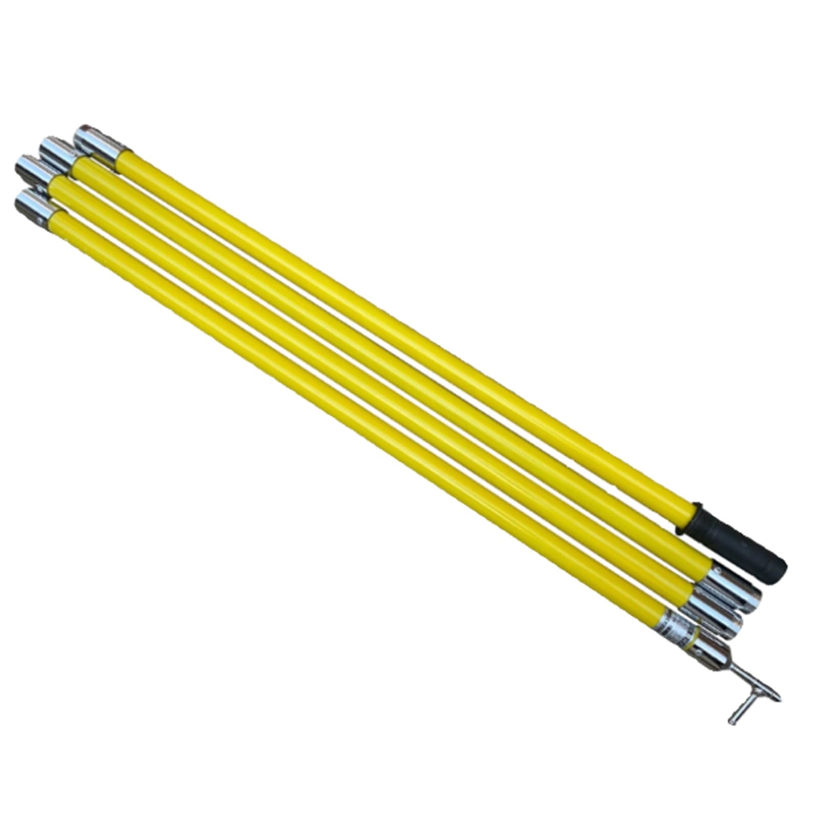 GTHTUHFD Insulated Mast, Epoxy-Insulated Mast With Hook, High-Voltage Safety Tool For Safe Work On Overhead Lines,Yellow-35kv 4-Section 4m/13f