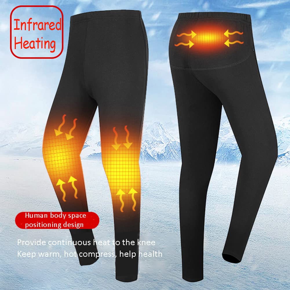 LANGWEI Leggings pour Hommes Pantalon Chauffant USB sous-Vêtement Thermique Électrique Pantalon De Couche De Base en Molleton Chauffant