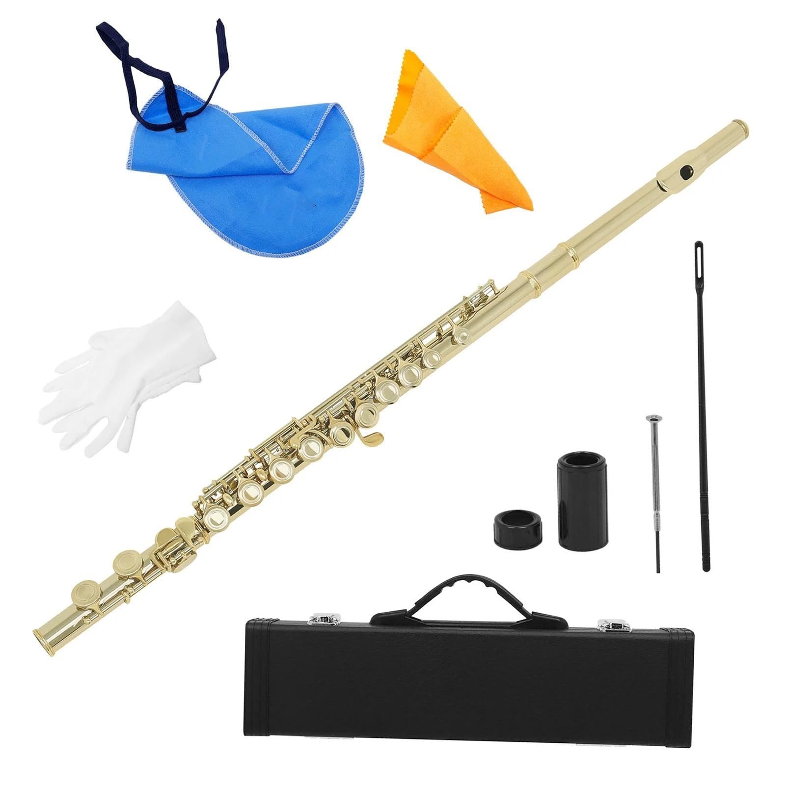 Professionnel Flûte Traversière Flûte De Concert En Cupronickel Plaqué Nickel, 16 Trous, Clé C, Avec Étui À Gants En Tissu