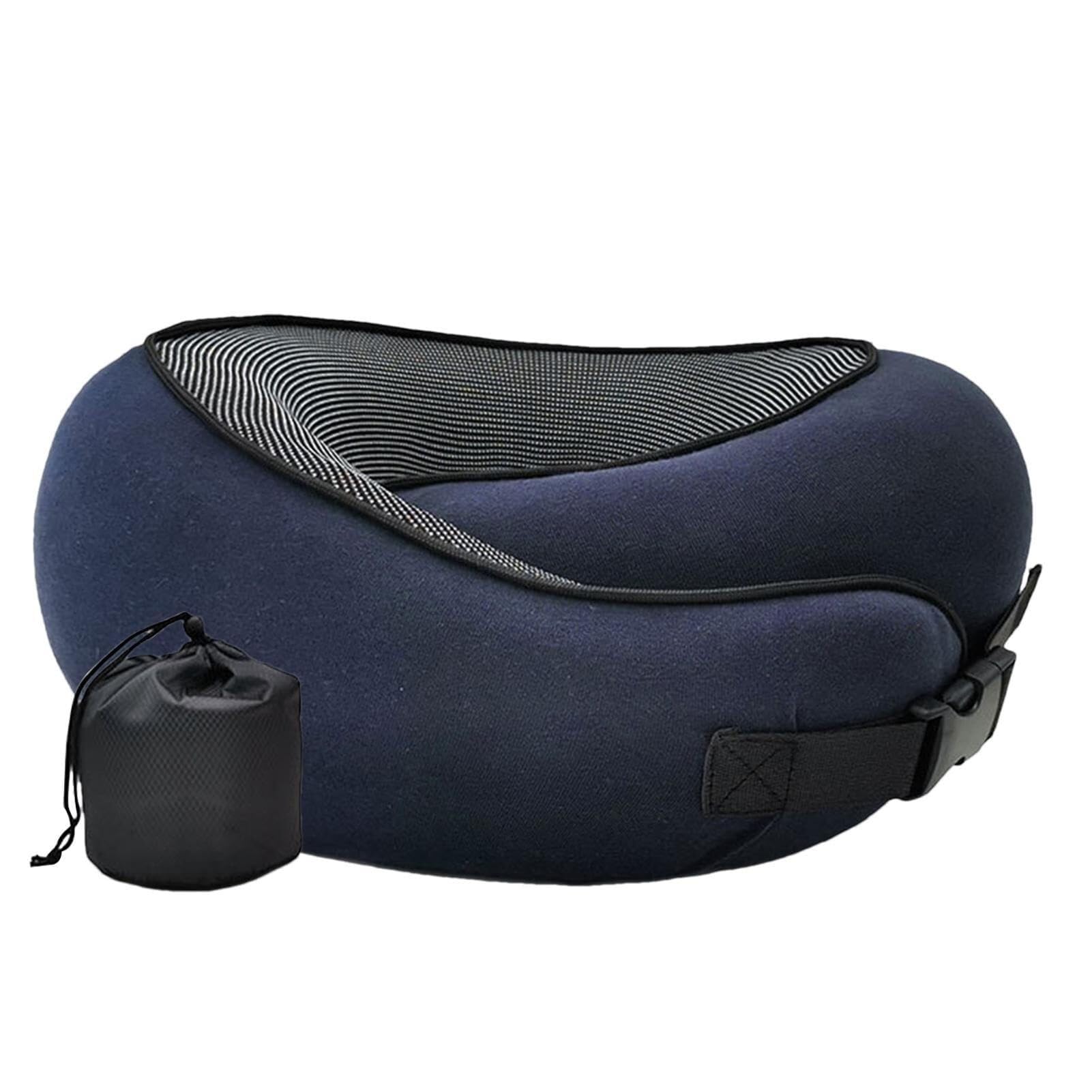 Poduszka Podróżna Poduszka Podróżna Z Pianki Memory Foam Z Regulowaną Klamrą I Torbą Do Przechowywania Poduszka Podróżna Na Szyję Poduszka Do Samolotu Poduszka na Kark(Navy blue)