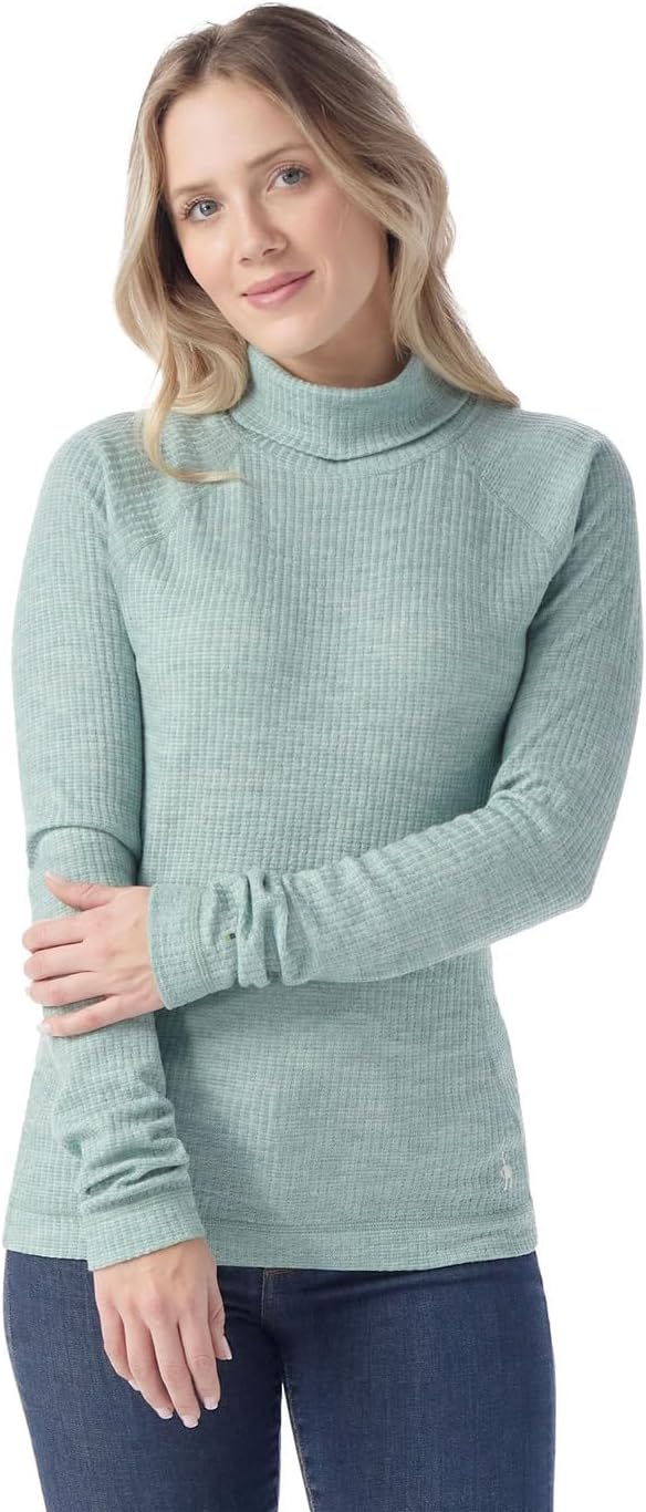 Smartwool Women's Standard Thermal Merino Rib Turtleneck, Arctic Green Heather