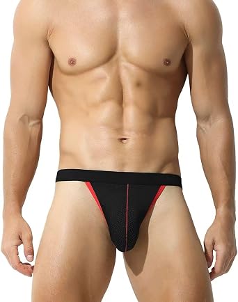 Mens Thong Underwear, Low Rise Breathable Mesh Sexy Thong Briefs for Gym Sport or Daily Casual