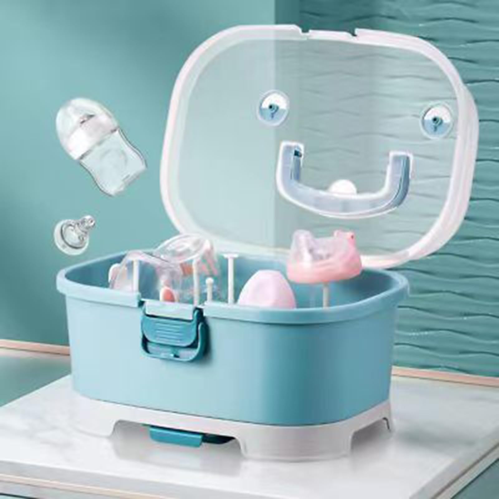 Generico Organizzatore Di Bottiglie Per,Ampio Portabiberon Portatile Con Coperchio Per Asciugatura | Cestino Contenitore Per Casa E Viaggio Lavello Lavastoviglie