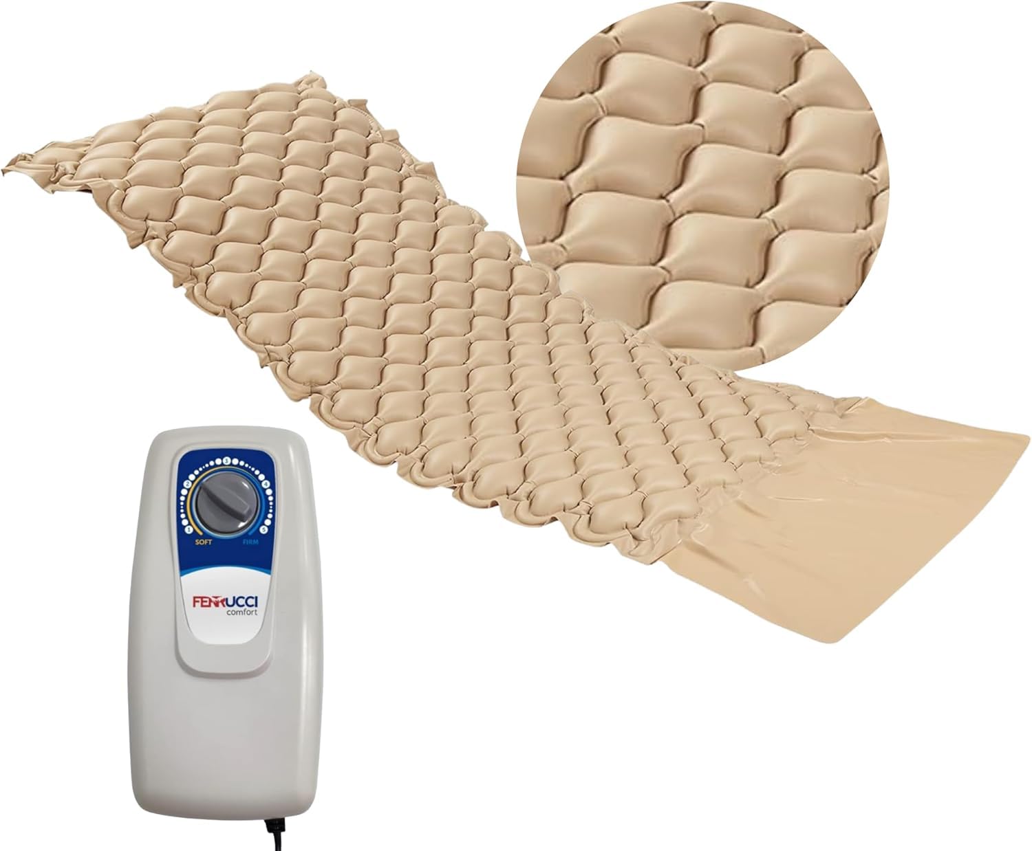 Matelas Anti-escarres Air avec Compresseur, Cellules Air, Soulage la Pression et Favorise la Circulation Sanguine - Matelas à Pression Alternée - est Adapté aux Lits d’hôpital, Capacité 135 kg