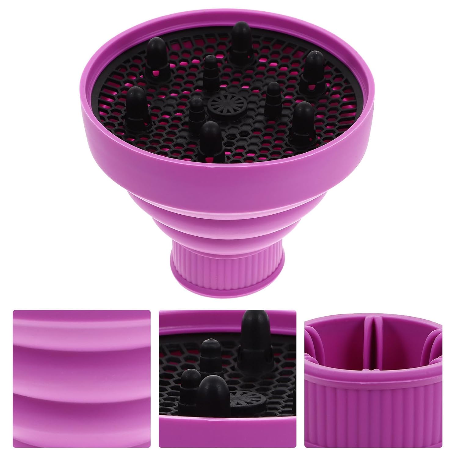 Lurrose Silicone Hair Dryer Diffuser Attachment Eco-friendly Silicone Material Retractable Folding Easy to Clean Portable Blow Dryer Tool for Curly Hair for Home