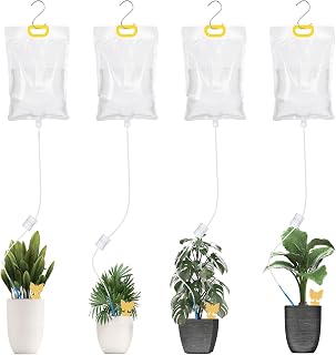 Flintronic 4PCS Unidades Bolsa Dispositivos Automáticos de Riego Para Plantas, Sistema AutomáTico de Riego de Plantas, 3500ML, Para Jardín BonsáIs, con Trampa Atrapa Moscas*4, Gancho*4