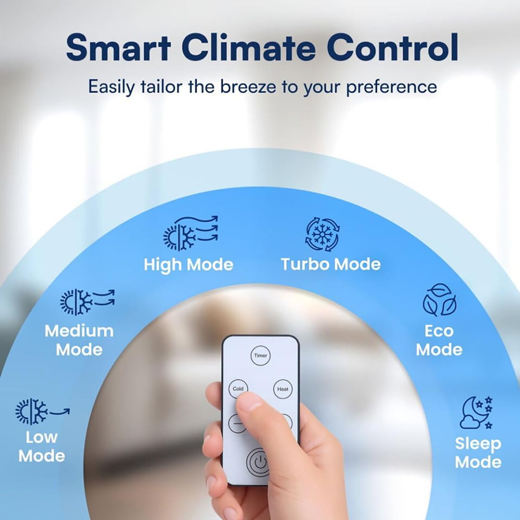 Mini Climatiseur Portable À Montage Mural Double Mode À Refroidissement Rapide avec Télécommande Et Minuterie, Refroidissement Intelligent, Ventilateur de Refroidissement Silencieux pour la Maison B