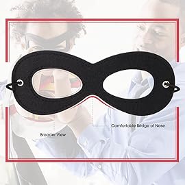 AIMIKE 2Pcs Superhero Masks, Black Felt Eye Mask, Halloween Dress Up, Adjustable Half Mask With Elastic Rope - Great Party Cosplay Accessory