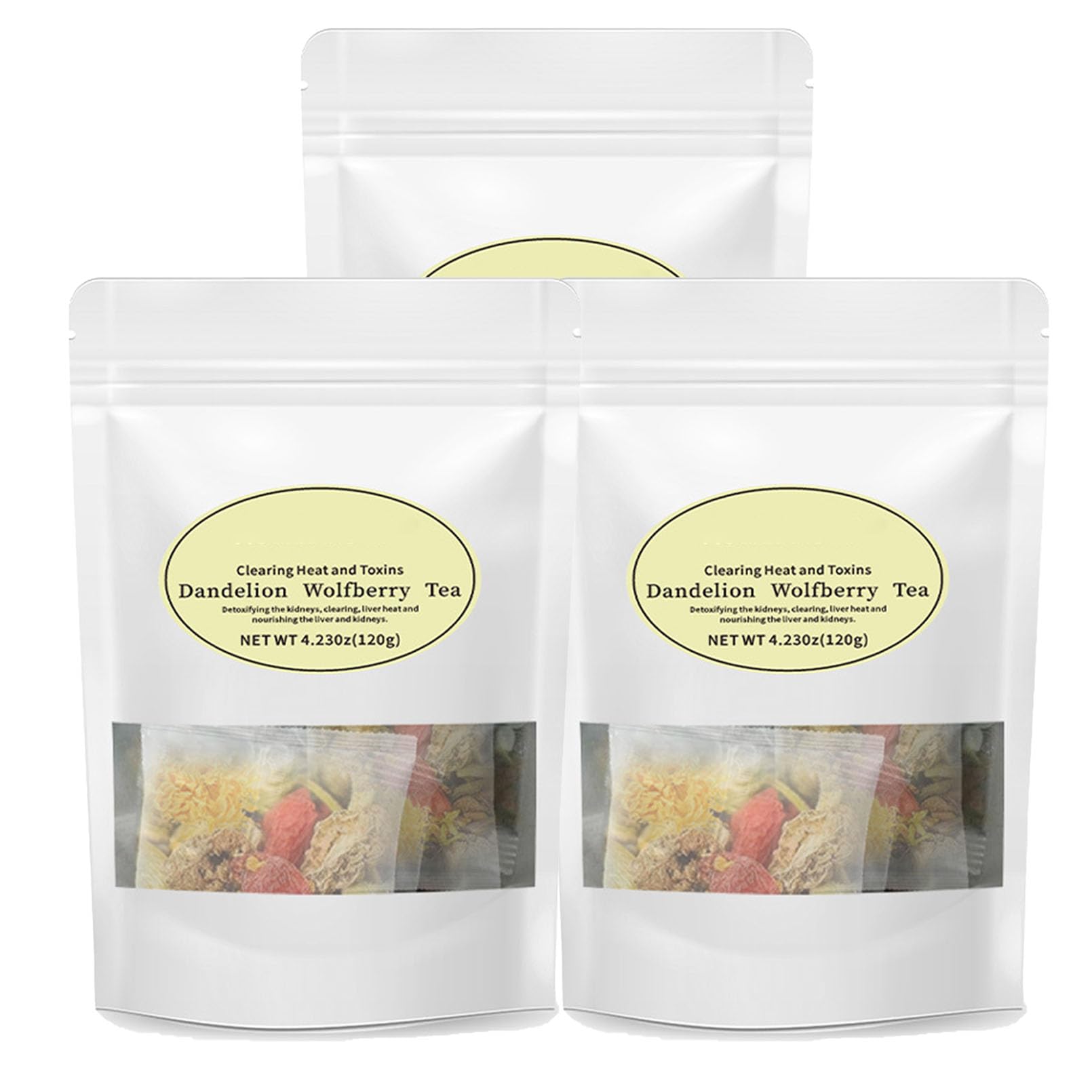 Chicory and Gardenia Herbal Tea, Dandelion Wolfberry Tea, Individually Packed 20 Bags, Caffeine-Free, Sugar-Free, Vegan Tea Bags with Herbal Ingredients (3 bags,B)